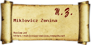Miklovicz Zenina névjegykártya